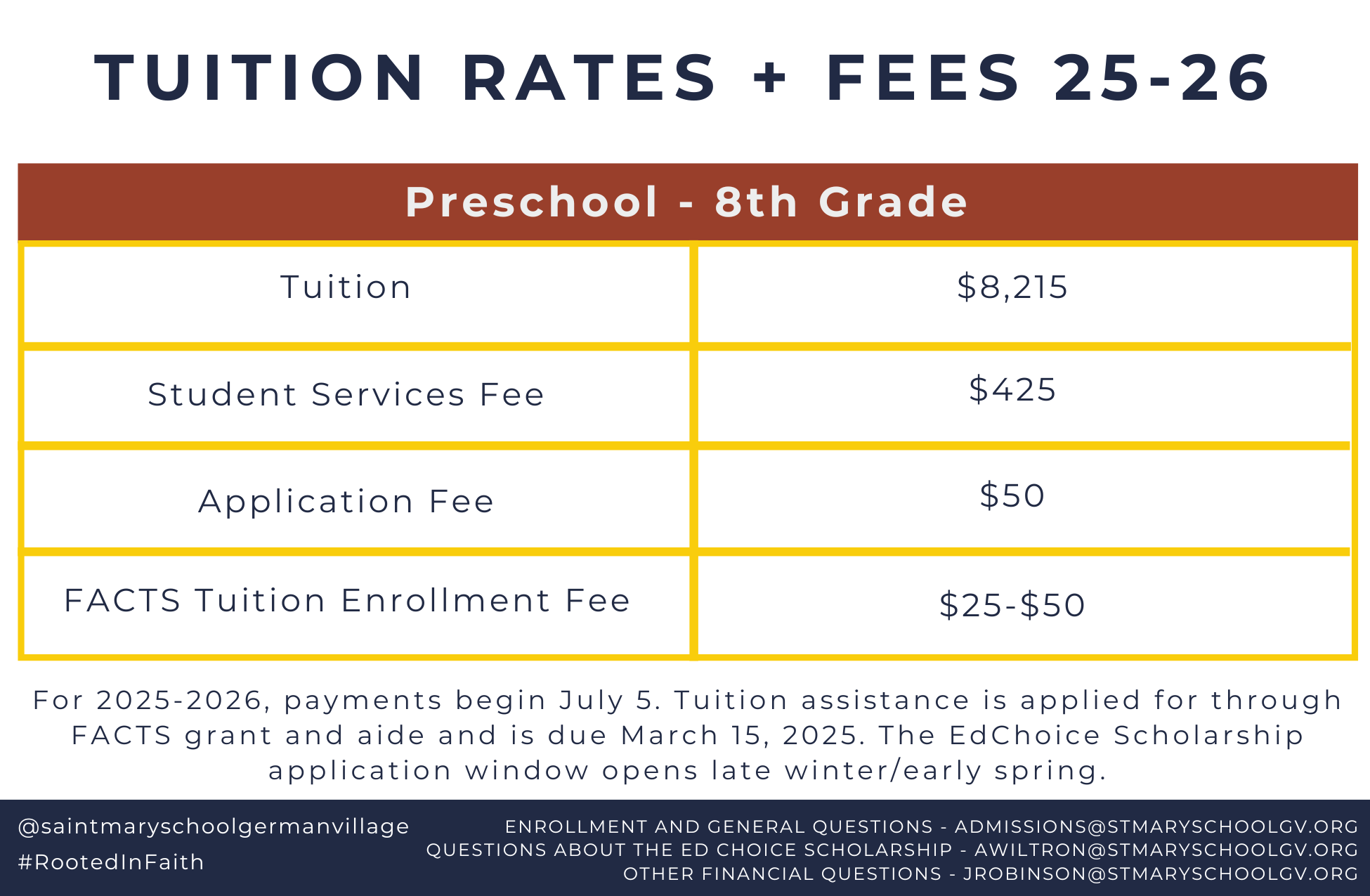 Tuition | St. Mary School German Village